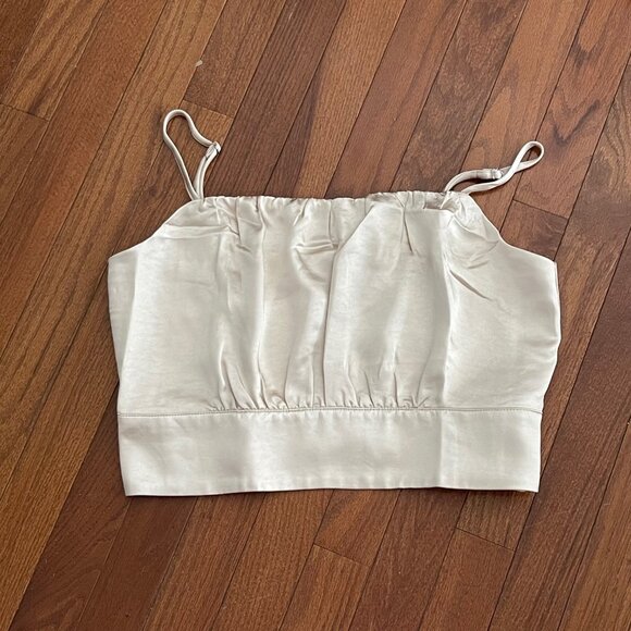 New Lulus Lux'd Out Champagne Satin Crop Top Tank Top Size XL Extra Large - Picture 8 of 11